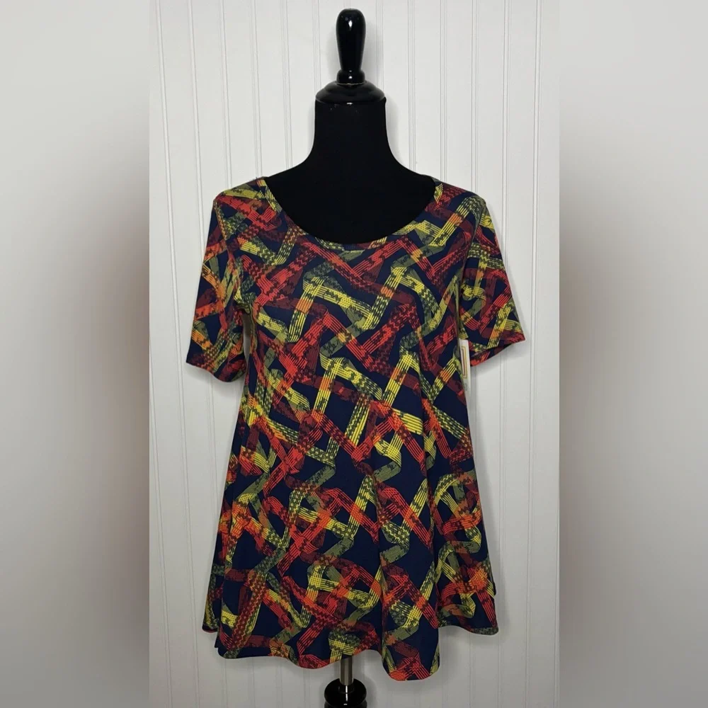 LuLaRoe Perfect T Tee Women’s Geometric Print Tunic Short Sleeve Size XXS Navy - Picture 2 of 16